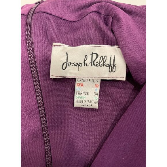 Joseph Ribkoff Purple Ruched Sheath Dress Sz 4 Short Sleeves Stretch Dressy - Picture 3 of 7